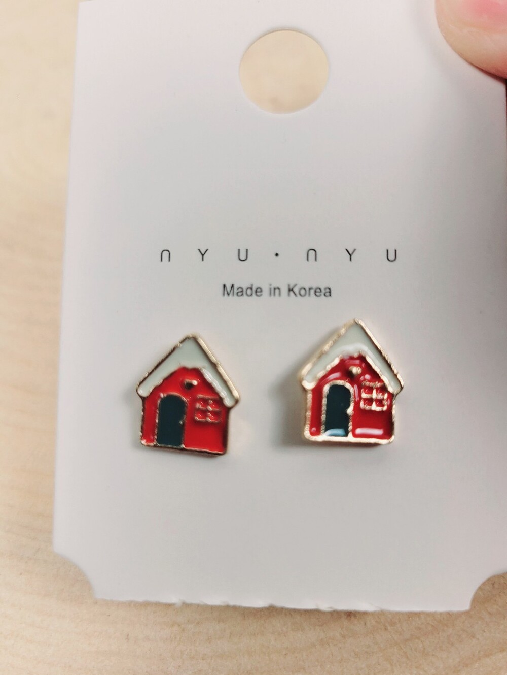 Brand New Gold Tone Christmas House Stud Earrings